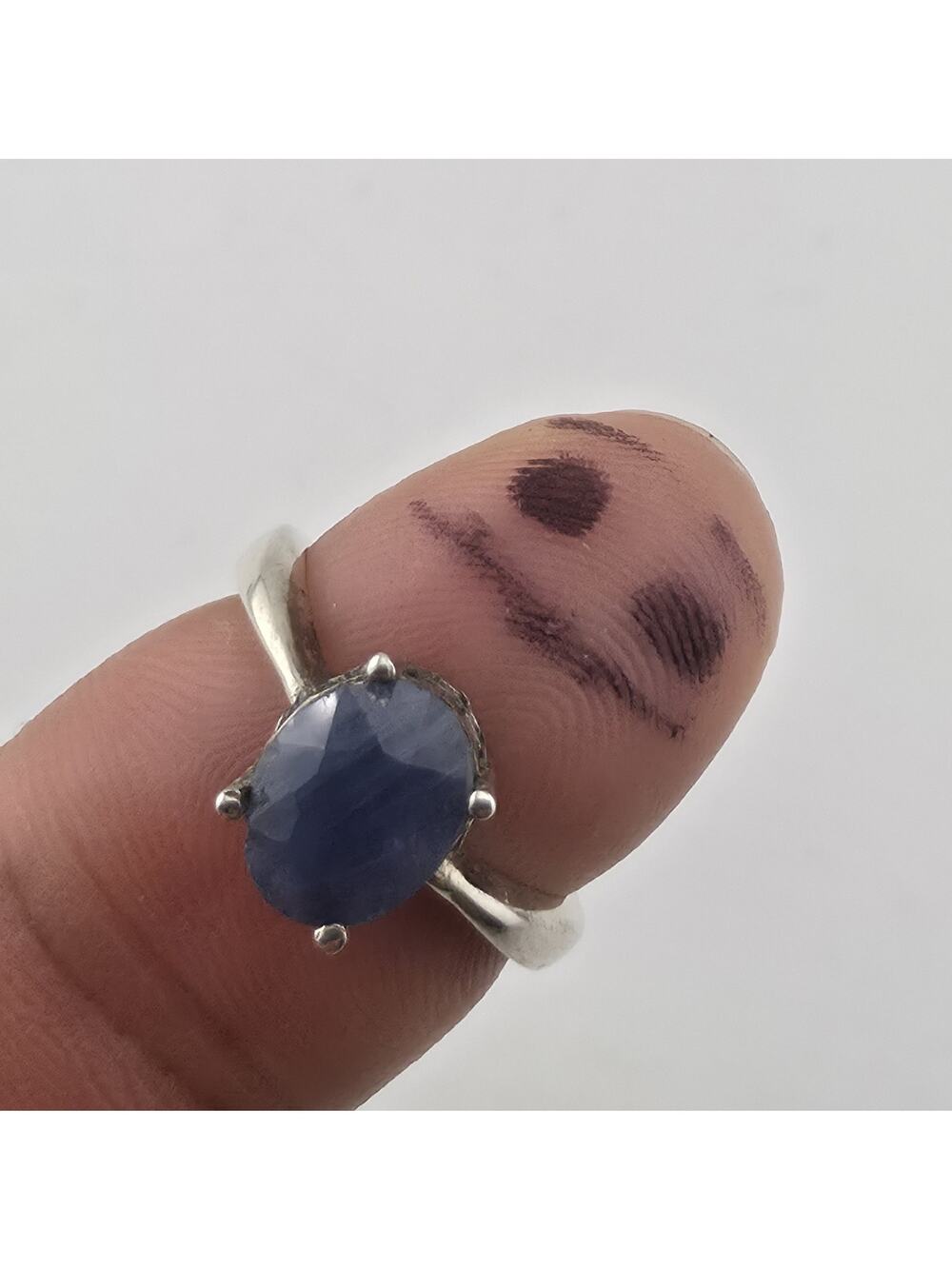 Vintage Sterling Silver Blue Stone Ring Size 6.25 Oval Cabochon Jewelry